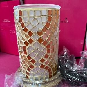 Pink zebra quilted orange mosaic simmer light (wax warmer)
